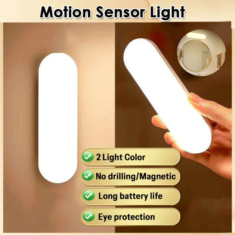 Wireless LED Motion Sensor Night Light, USB Rechargeable Magnetic Lamp for Closet Kitchen Aisle Wardrobe