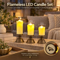 3Pc Flameless Flickering Led Candles Light for Home Wedding Holiday Decor Button Control Candles Flameless Candles Bottom Button