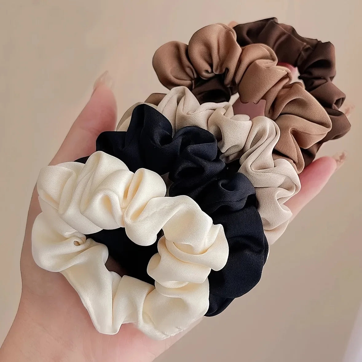 Women's Satin Scrunchies – Large Hair Ties for Low Bun & Ponytail, Simple Elegant Design, Versatile Daily Hair Accessory