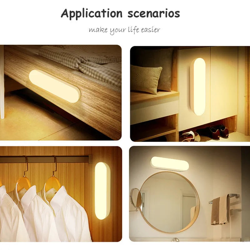 Wireless LED Motion Sensor Night Light, USB Rechargeable Magnetic Lamp for Closet Kitchen Aisle Wardrobe