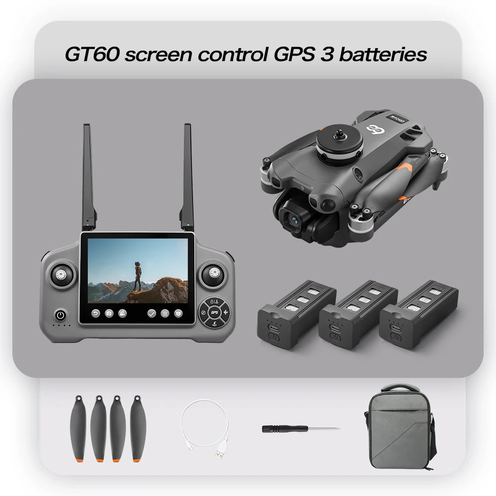 Original GT60 Foldable GPS Drone Screen Remote Brushless Dual 4K/8K Camera Obstacle Avoidance Airdrop RC Quadcopter For Adults