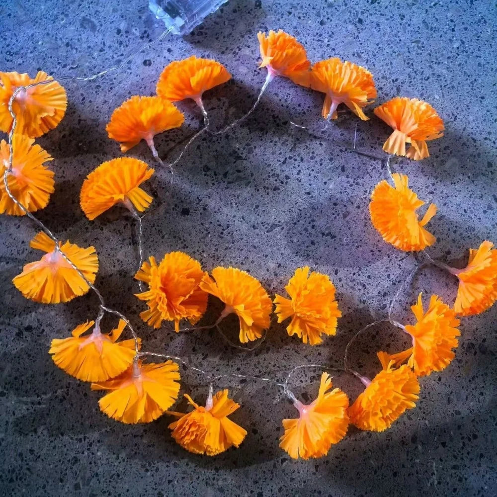 1.5M/3M Marigold Flower LED Halloween Day of the Dead Lights for Garden Patio Yard Window Home Festival Atmosphere Decoration