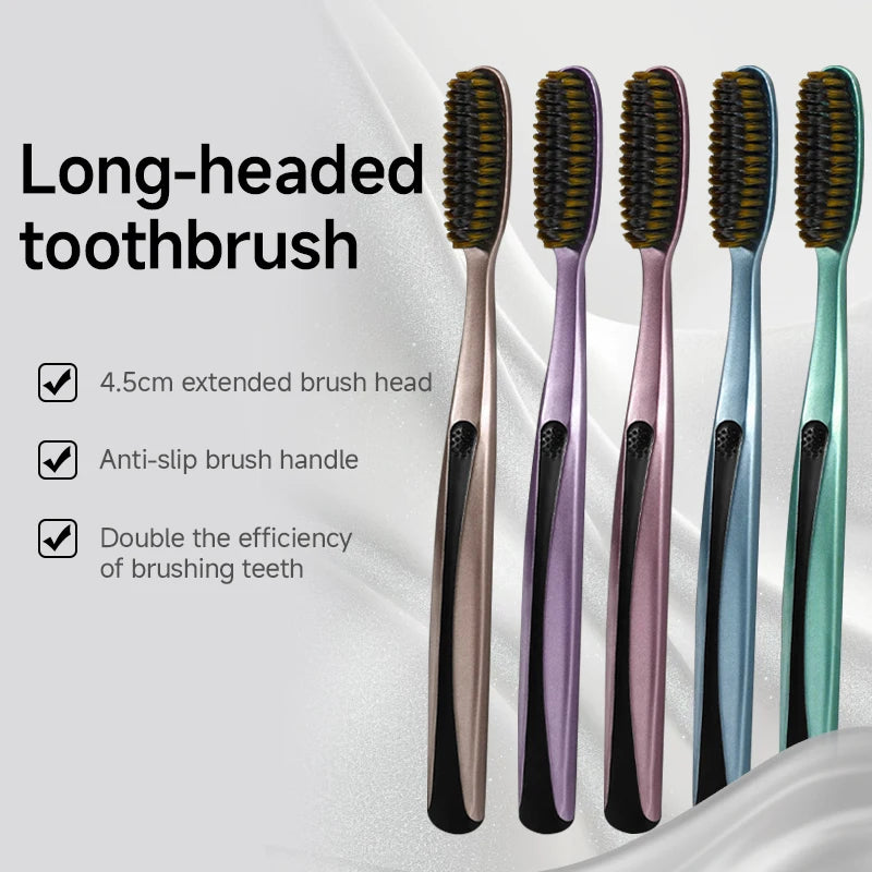 5pcs widened and extended brush head soft hair toothbrush for adult households