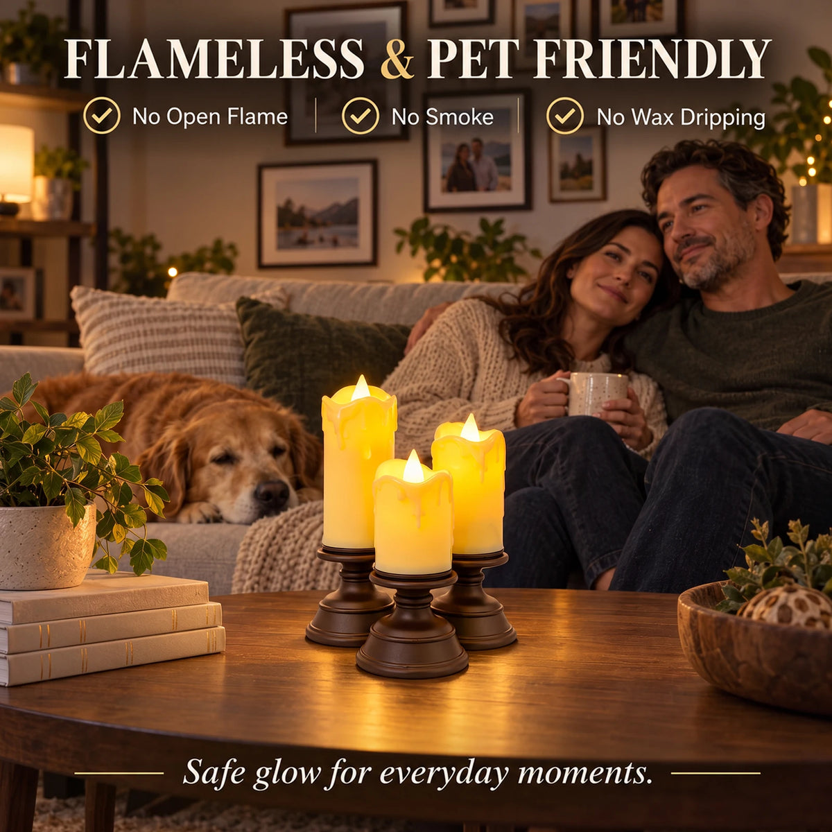 3Pc Flameless Flickering Led Candles Light for Home Wedding Holiday Decor Button Control Candles Flameless Candles Bottom Button