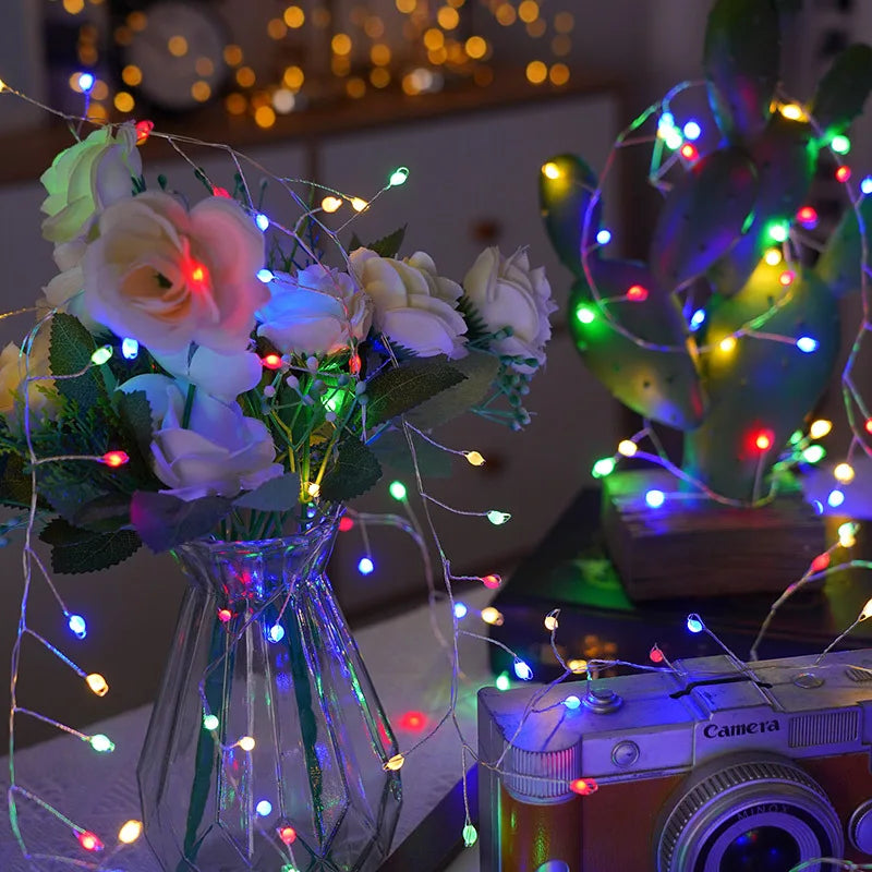 LED Firecracker String Lights USB Power Remote Control Halloween Garland Fairy Lights for Wedding Party Christmas Decoration