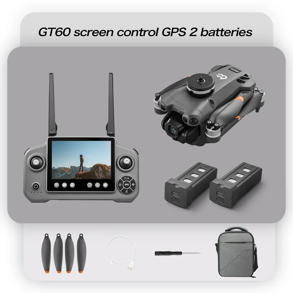 Original GT60 Foldable GPS Drone Screen Remote Brushless Dual 4K/8K Camera Obstacle Avoidance Airdrop RC Quadcopter For Adults
