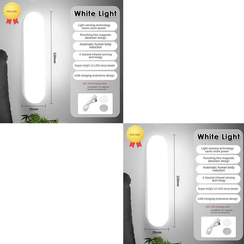 Wireless LED Motion Sensor Night Light, USB Rechargeable Magnetic Lamp for Closet Kitchen Aisle Wardrobe