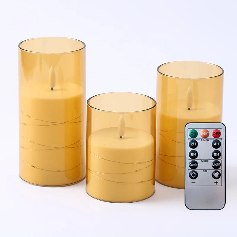 Decorative LED Candles with LED String Battery Powered Remote Control LED Candle Party Wedding Christmas Halloween Decoration