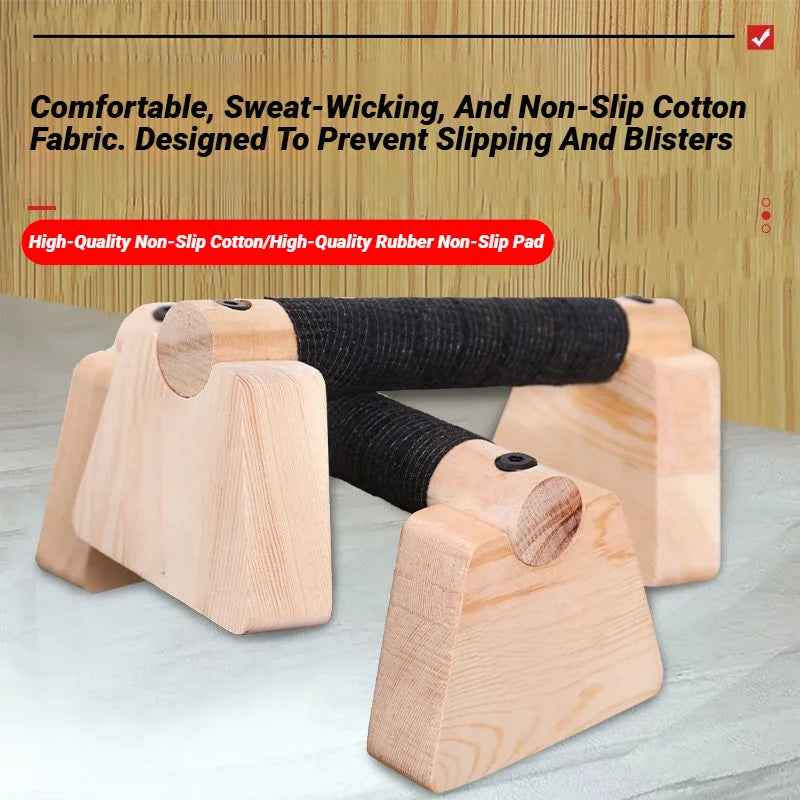 Wooden Push‑up Bar Stands 1Pair Push Ups Rack Handstand Parallel Rod Body Building Home Gym Fitness Training Equipment