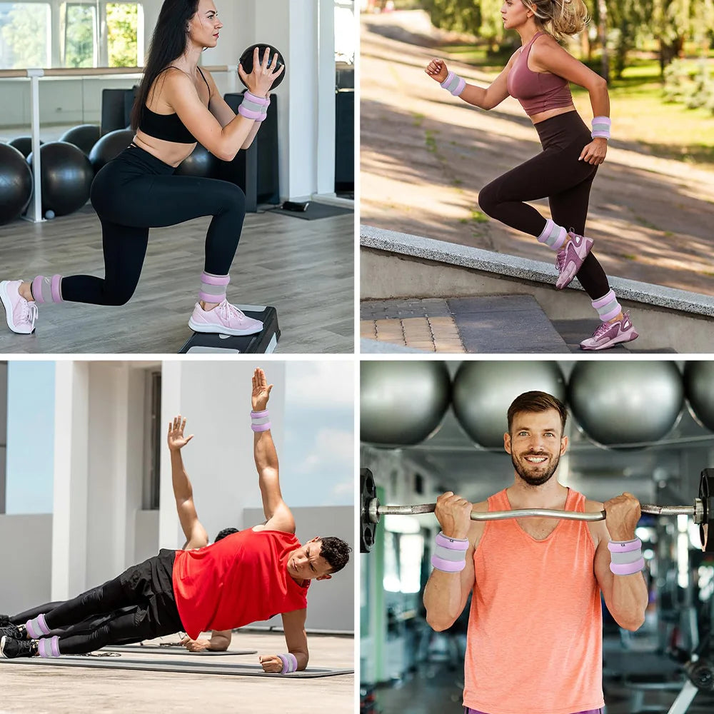 2PCS Weight-bearing Ankle Brace Wristband Adjustable Wrist Ankle Weights Yoga Gym Running Exercise Weights Fitness Equipment