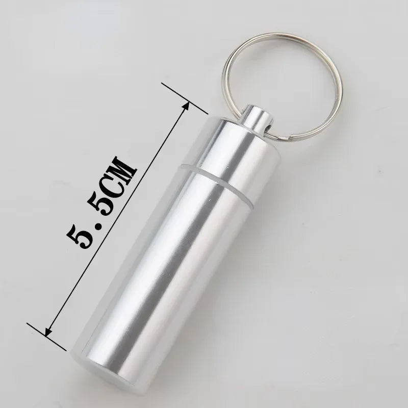 Waterproof Aluminum Pill Box Case Bottle Cache Drug Holder for Traveling Camping Container Keychain Medicine Box Health Care