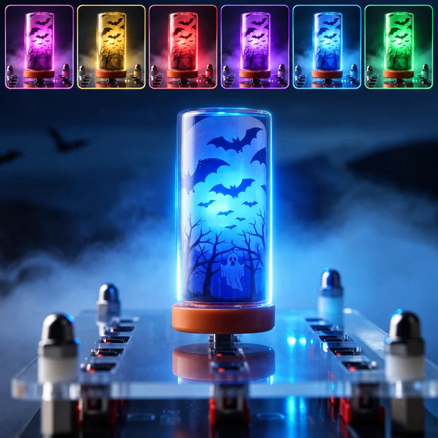 Halloween USB LED Glass Light Witch Pumpkin Skull Touch Control Dimmable Laptop Festival Toy Decoration Atmosphere Night Light