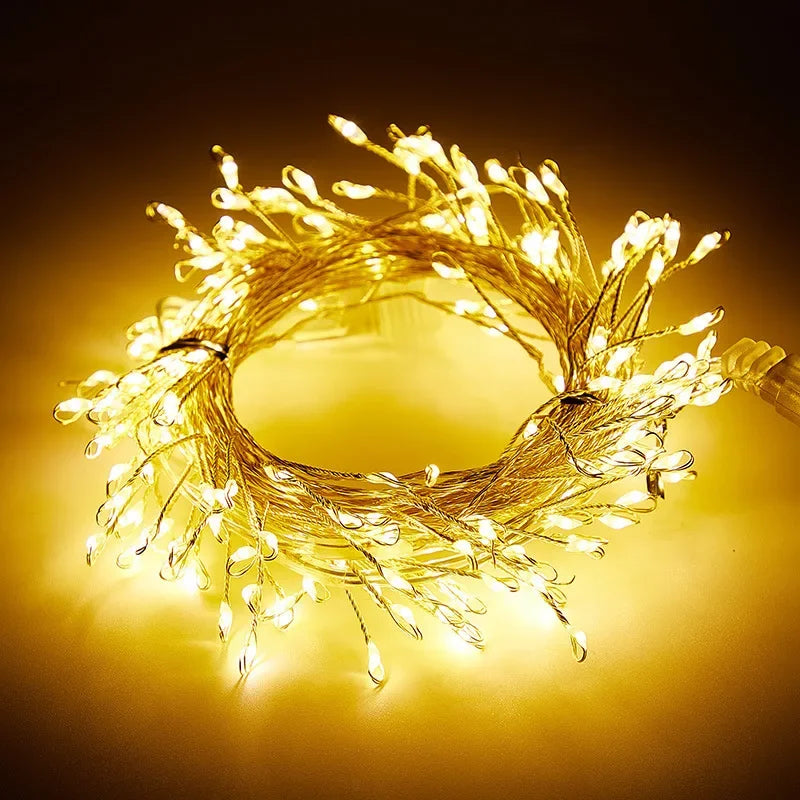 LED Firecracker String Lights USB Power Remote Control Halloween Garland Fairy Lights for Wedding Party Christmas Decoration