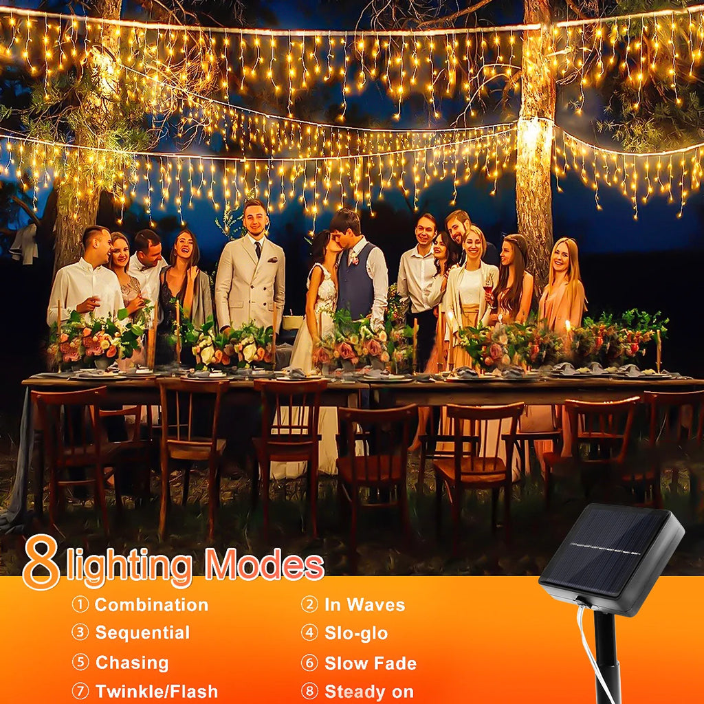 Outdoor Christmas Light Solar LED Icicle String Lights 3.5M 96Leds/7M 162Leds/13M 216Leds IP65 Solar Fairy Lights for Halloween