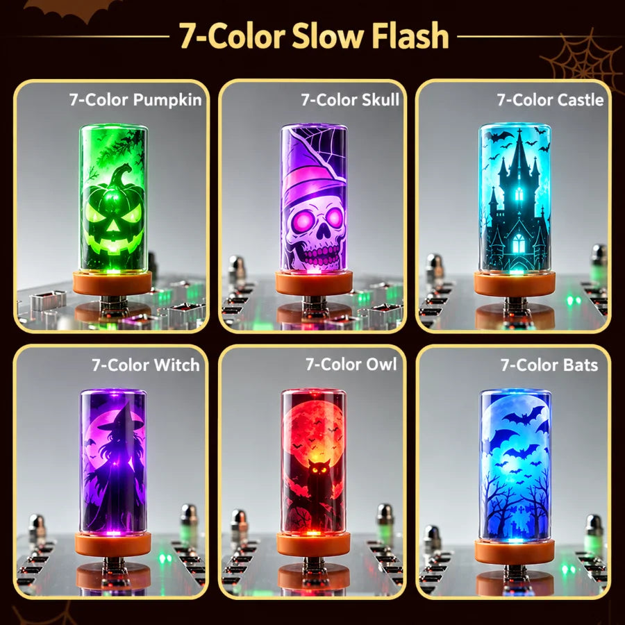 Halloween USB LED Glass Light Witch Pumpkin Skull Touch Control Dimmable Laptop Festival Toy Decoration Atmosphere Night Light