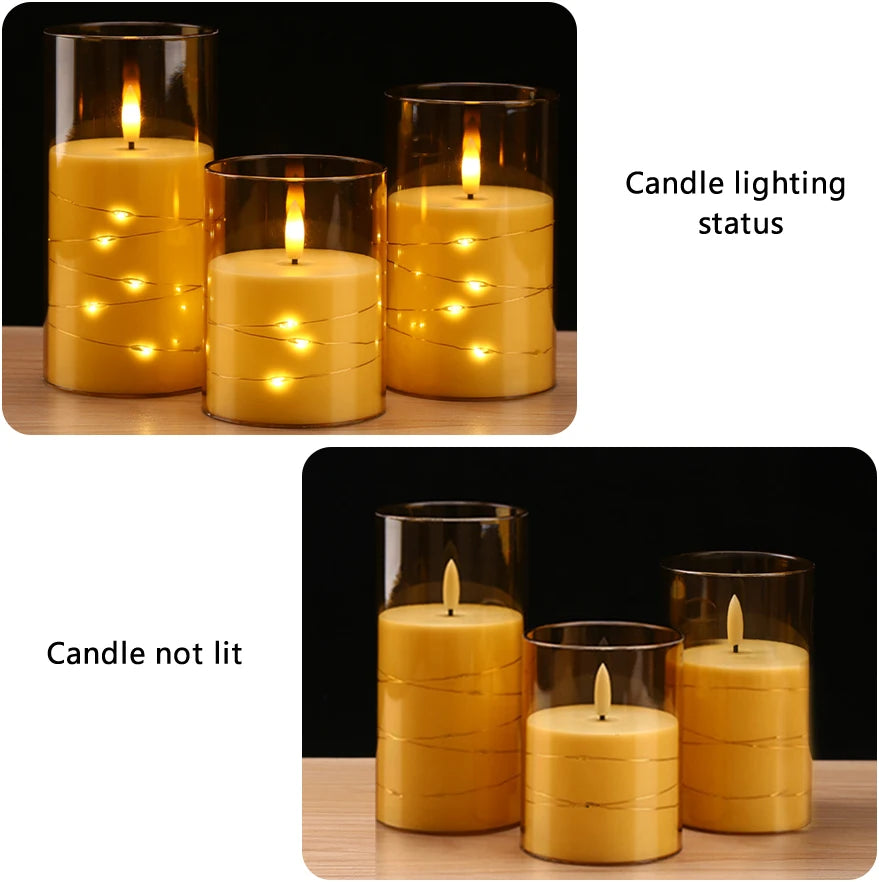 Decorative LED Candles with LED String Battery Powered Remote Control LED Candle Party Wedding Christmas Halloween Decoration