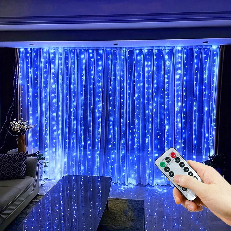 8 Modes Curtain LED Lights String USB Plug Fairy Light with Remote Control Bedroom Wedding Christmas Halloween Party Decorations