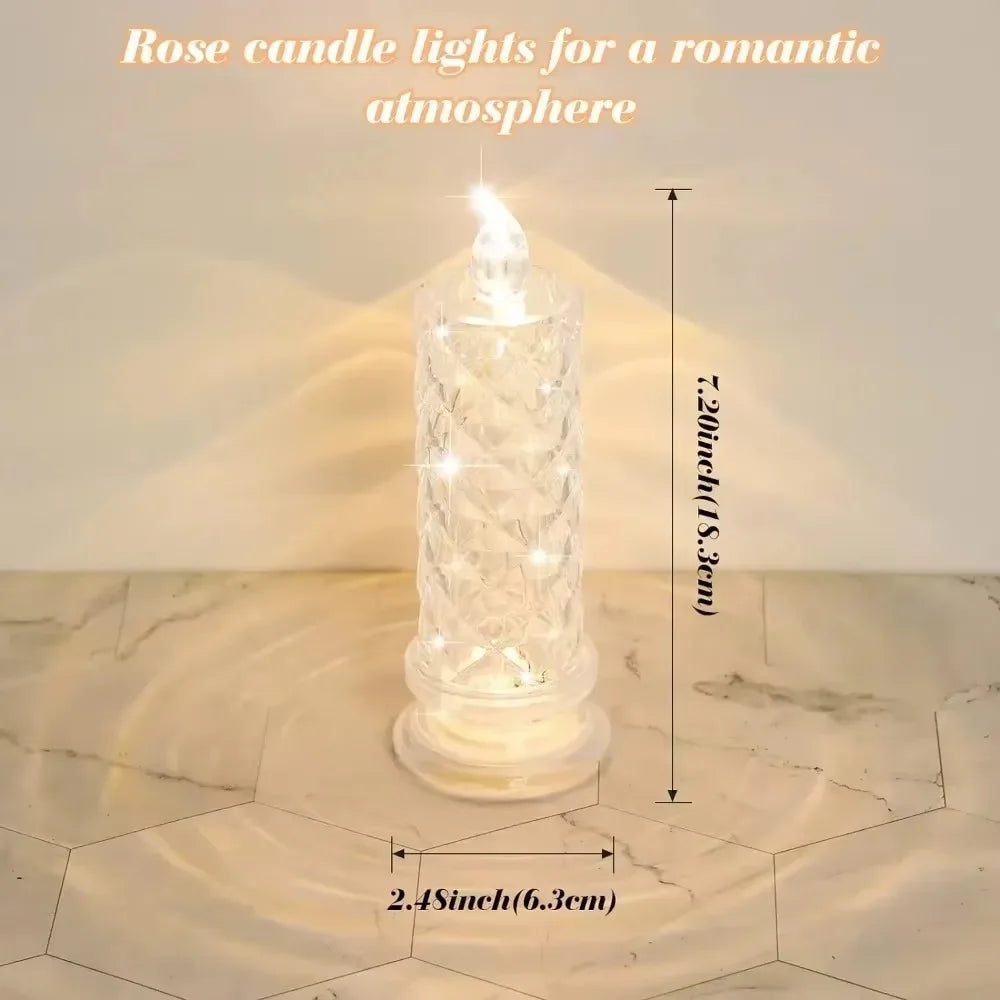 LED Candle Light, Projection Flameless Flickering Decorative Crystal Ambient for Bedroom Bedside Romantic Decor Gift Home