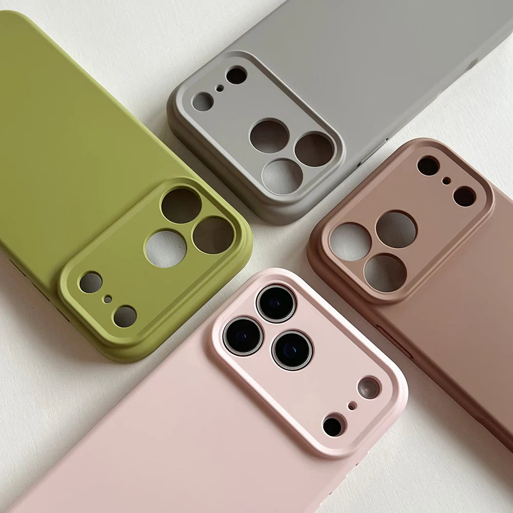 Original Soft Liquid Silicone Phone Case For iPhone 17 15 16 14 13 12 Pro Max 17 Air 16 Plus Cases Solid Color Shockproof Cover
