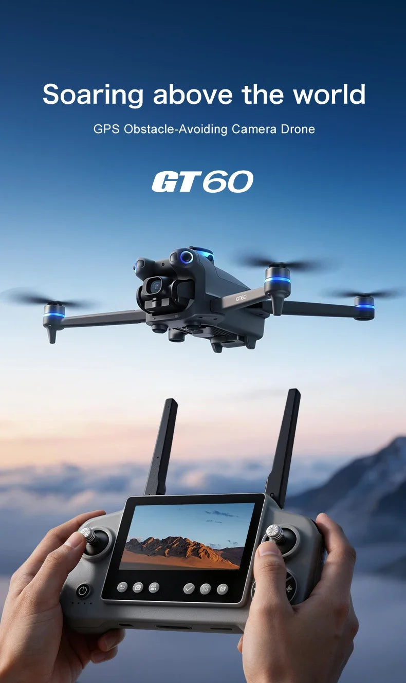 Original GT60 Foldable GPS Drone Screen Remote Brushless Dual 4K/8K Camera Obstacle Avoidance Airdrop RC Quadcopter For Adults