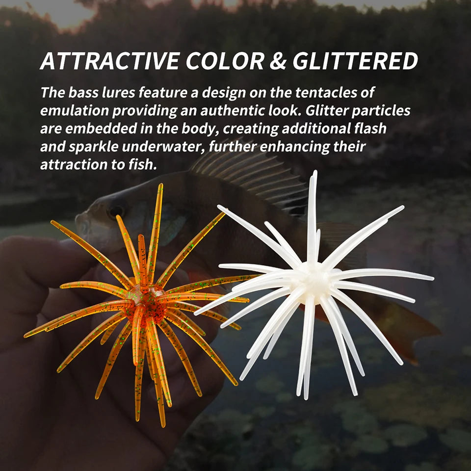 WALK FISH 3Pcs 10cm 9g TPE Sea Urchin Soft Bait Silicone Fishing Lures for Bream Mandarin Tilapia Trout Sea Bass