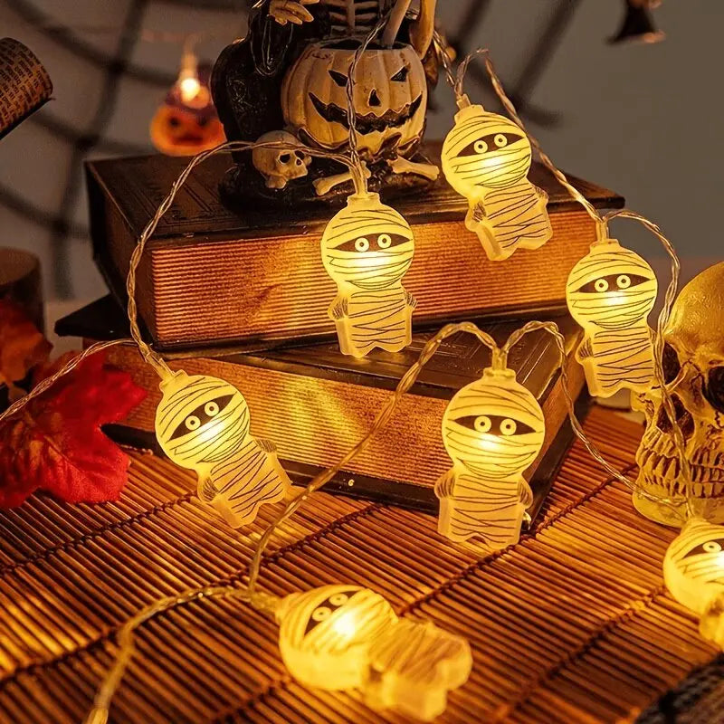 Battery Powered Spooky Mummy Halloween LED String Lights Indoor/Outdoor Room Party Decorations