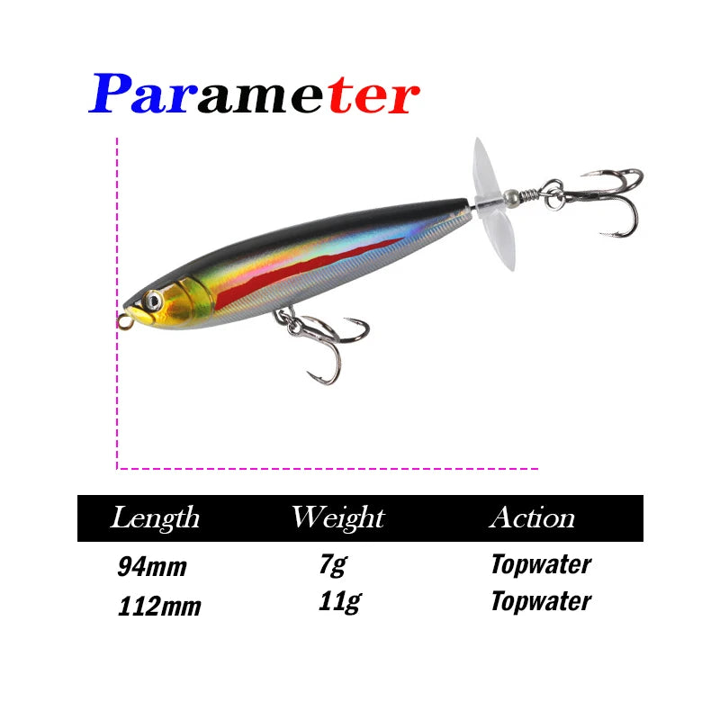 Testar 7g 11g Saltwater Rotated Propeller River Wobbles Popper Pencil Bait Topwater Spinning Bait for Bass Pike Fishing Lures