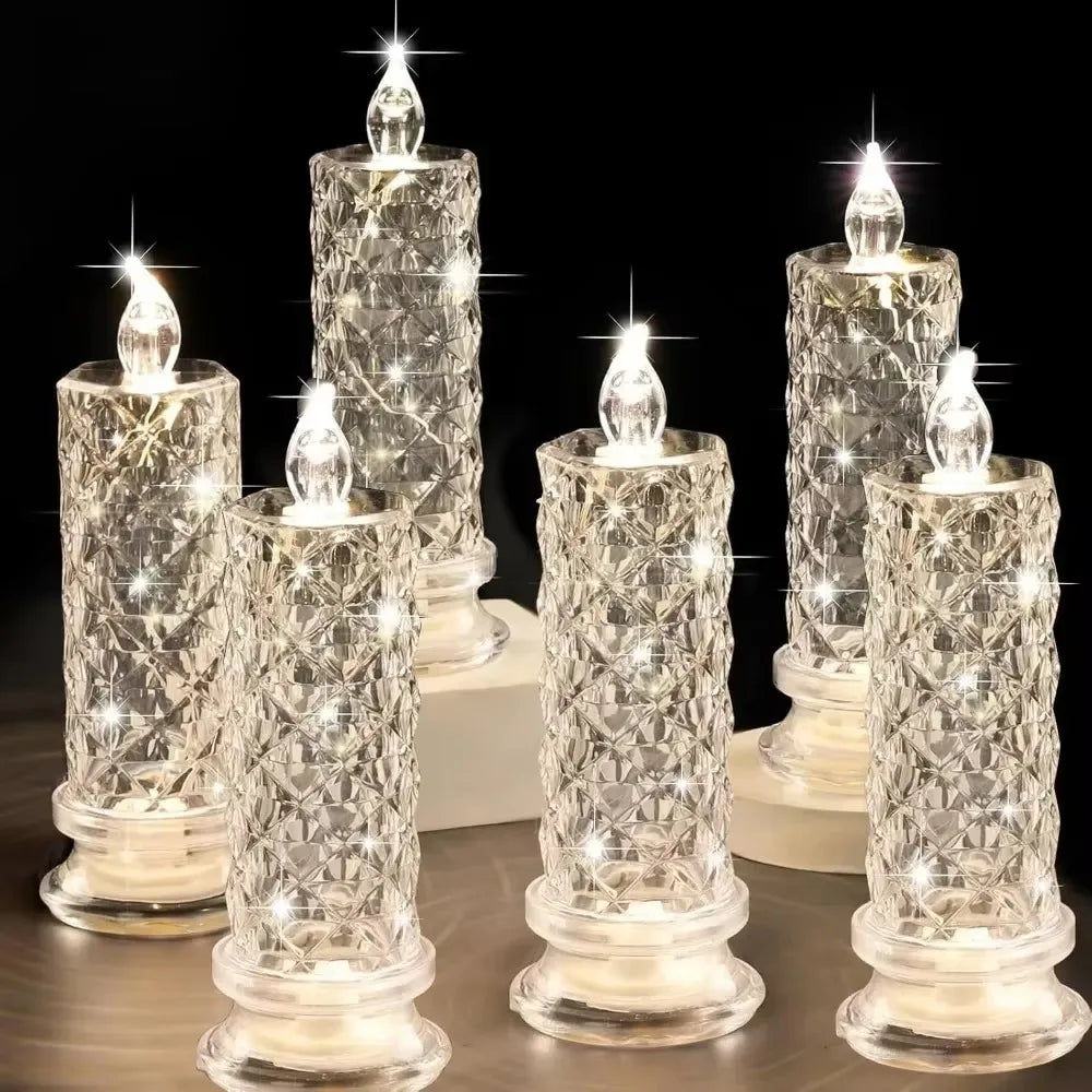 LED Candle Light, Projection Flameless Flickering Decorative Crystal Ambient for Bedroom Bedside Romantic Decor Gift Home