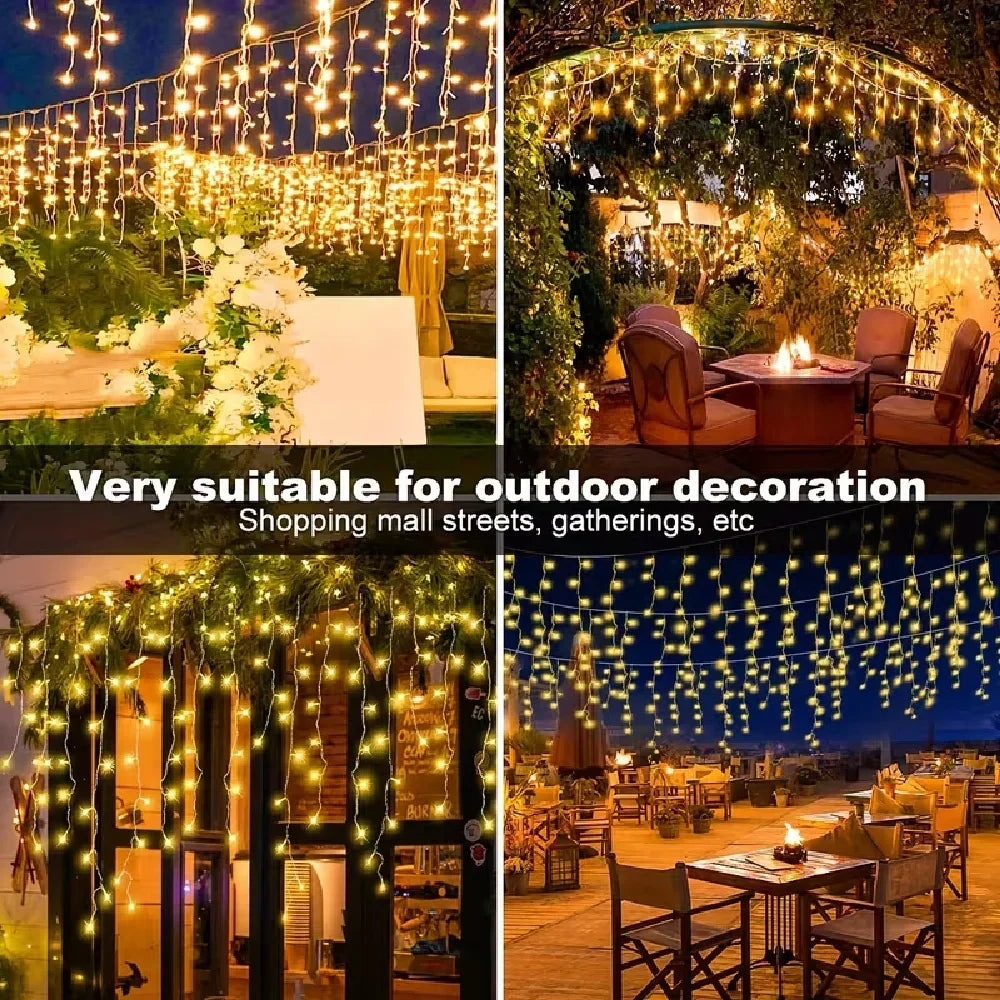 Outdoor Christmas Light Solar LED Icicle String Lights 3.5M 96Leds/7M 162Leds/13M 216Leds IP65 Solar Fairy Lights for Halloween