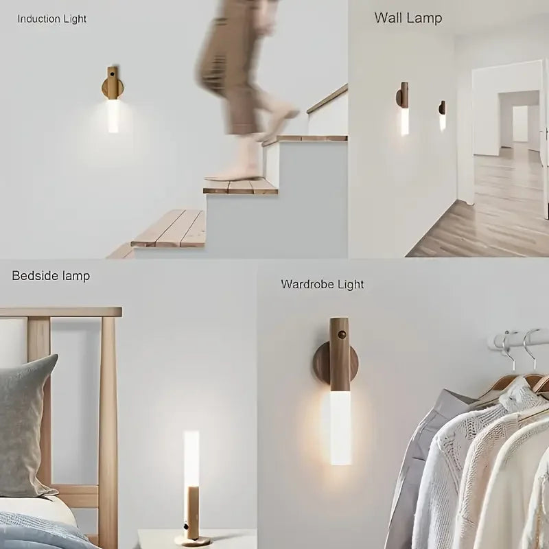 Smart Motion Sensor Night Light, Rechargeable LED Wall/Cabinet Light for Bedroom,Kitchen, Bathroom - Anti-Collision & Shockproof