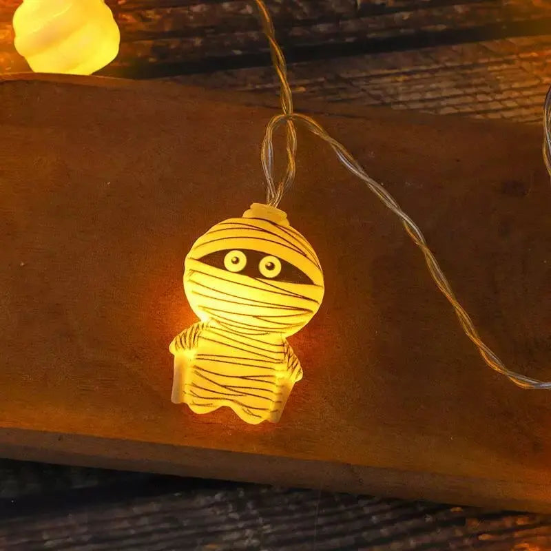 Battery Powered Spooky Mummy Halloween LED String Lights Indoor/Outdoor Room Party Decorations