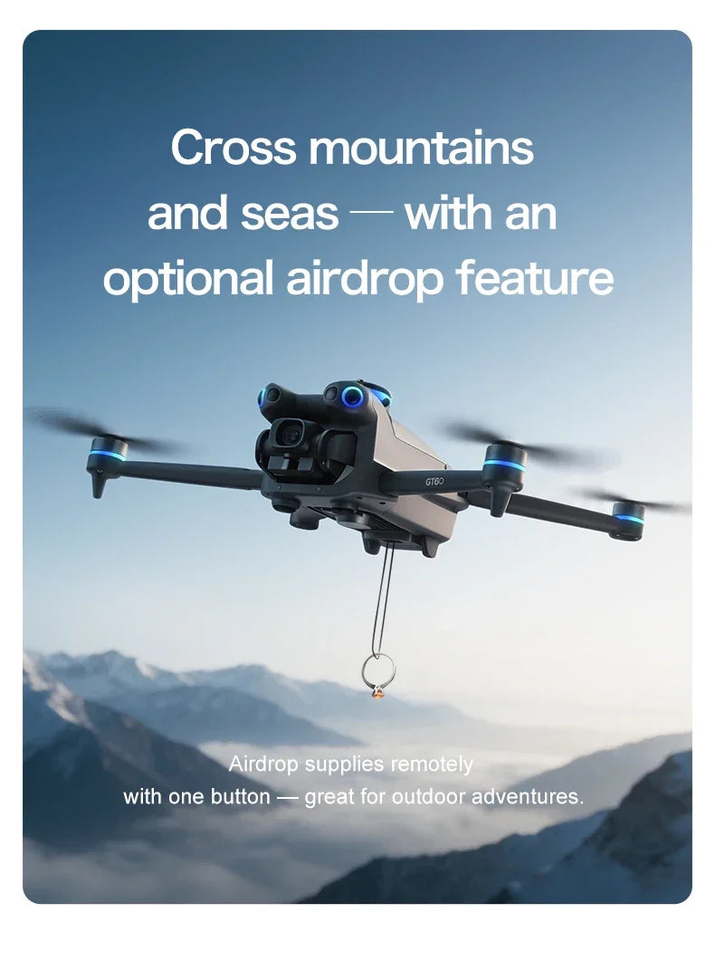 Original GT60 Foldable GPS Drone Screen Remote Brushless Dual 4K/8K Camera Obstacle Avoidance Airdrop RC Quadcopter For Adults