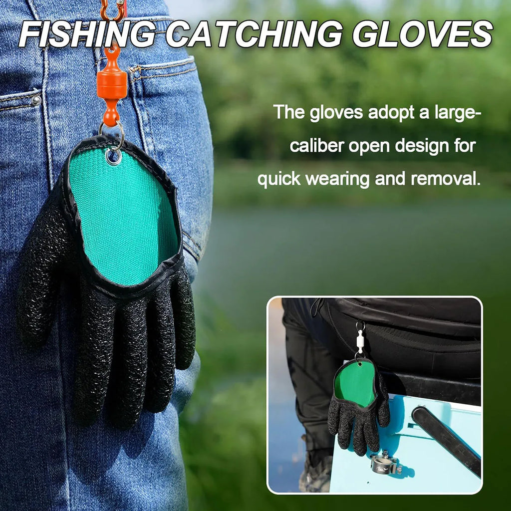 Fishing Gloves with Magnet Release, Professional Catch Fish Gloves for Handling,Catching,Cleaning,Fisherman Fishing Accessories