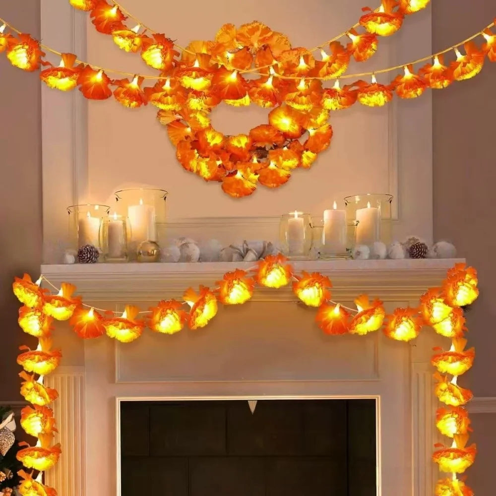 1.5M/3M Marigold Flower LED Halloween Day of the Dead Lights for Garden Patio Yard Window Home Festival Atmosphere Decoration
