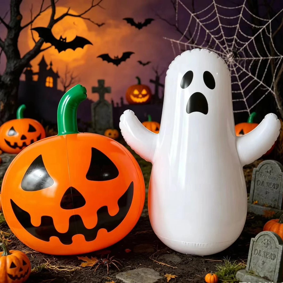 Halloween Inflatable Decor Set 100cm Inflatable Bone Pumpkin Ghost Tumbler Home Party Venue Halloween Decor Spooky Festival Prop