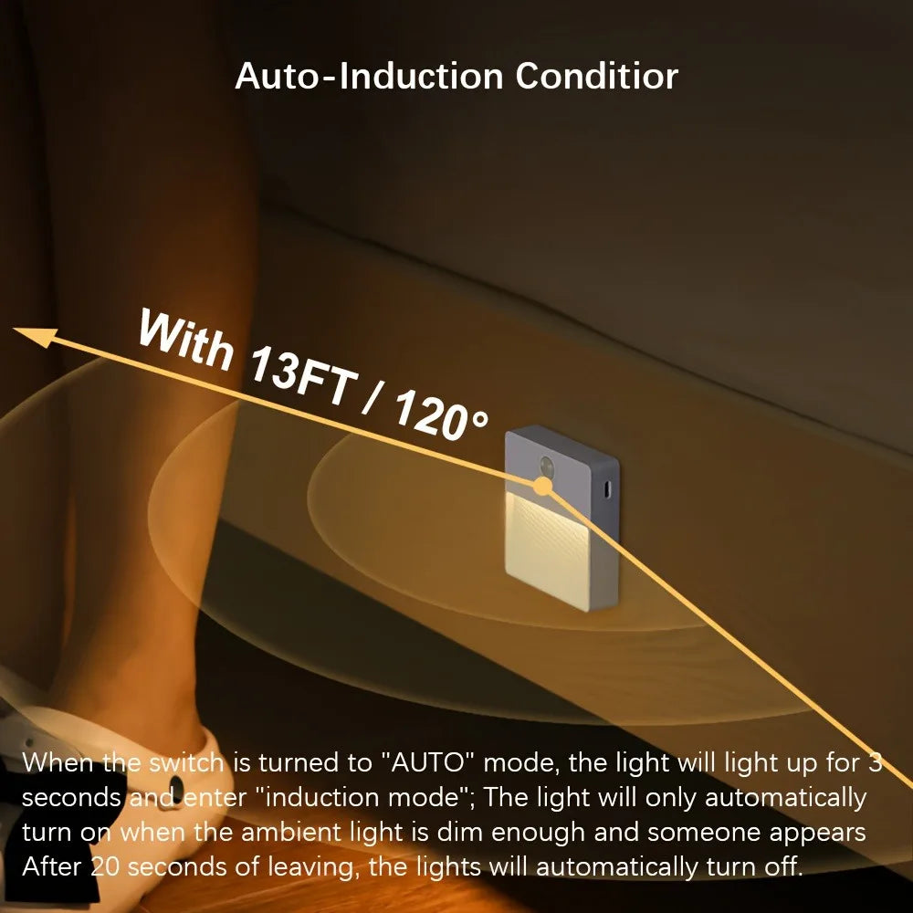 1pcs/2pc RGB Motion Sensor Night Light, USB Rechargeable LED Wall Light, Wireless Magnetic Cabinet Light, Suitable for Bedrooms