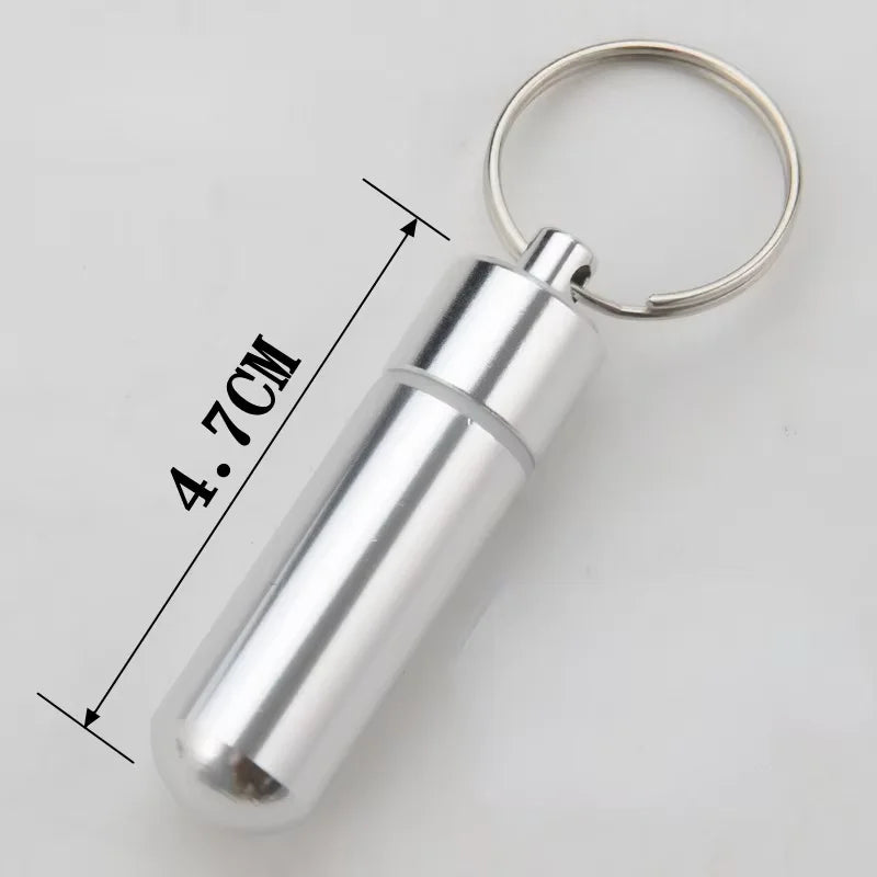 Waterproof Aluminum Pill Box Case Bottle Cache Drug Holder for Traveling Camping Container Keychain Medicine Box Health Care