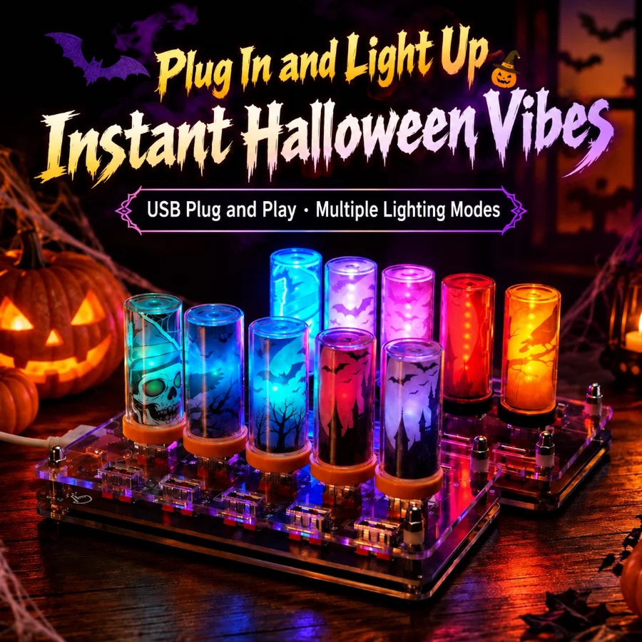 Halloween USB LED Glass Light Witch Pumpkin Skull Touch Control Dimmable Laptop Festival Toy Decoration Atmosphere Night Light