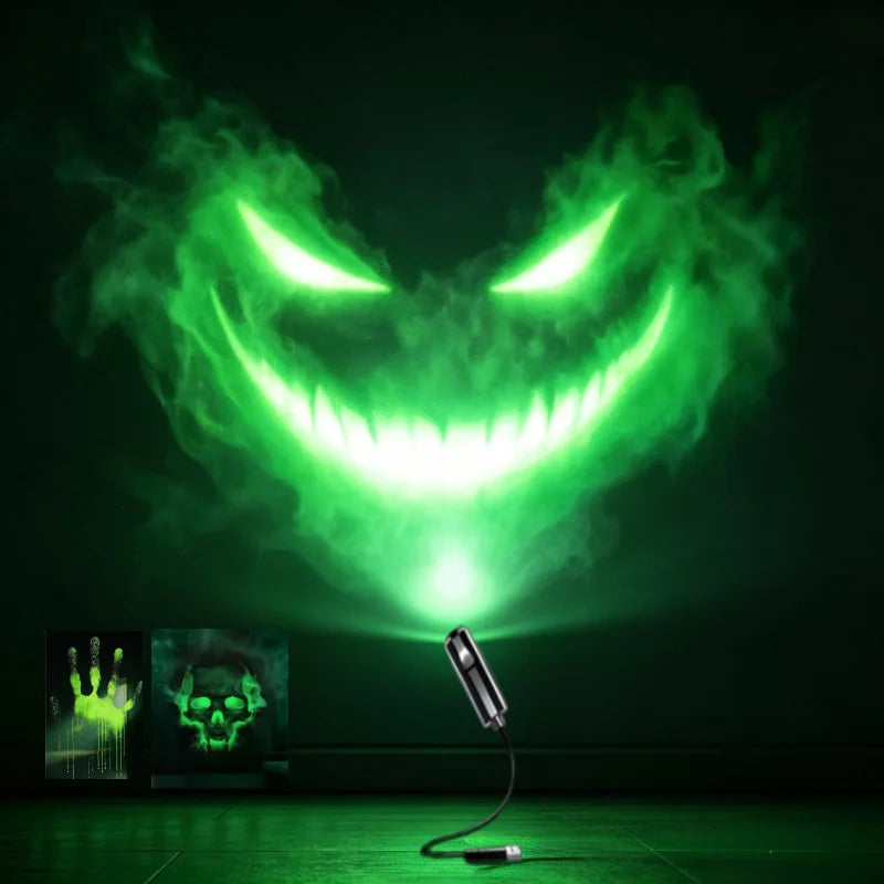 3/6pcs Patterns Halloween USB LED Projection Lamp,Light Ghost,Bat,Spider,Skeleton,Halloween Atmosphere Light Festive Decoration