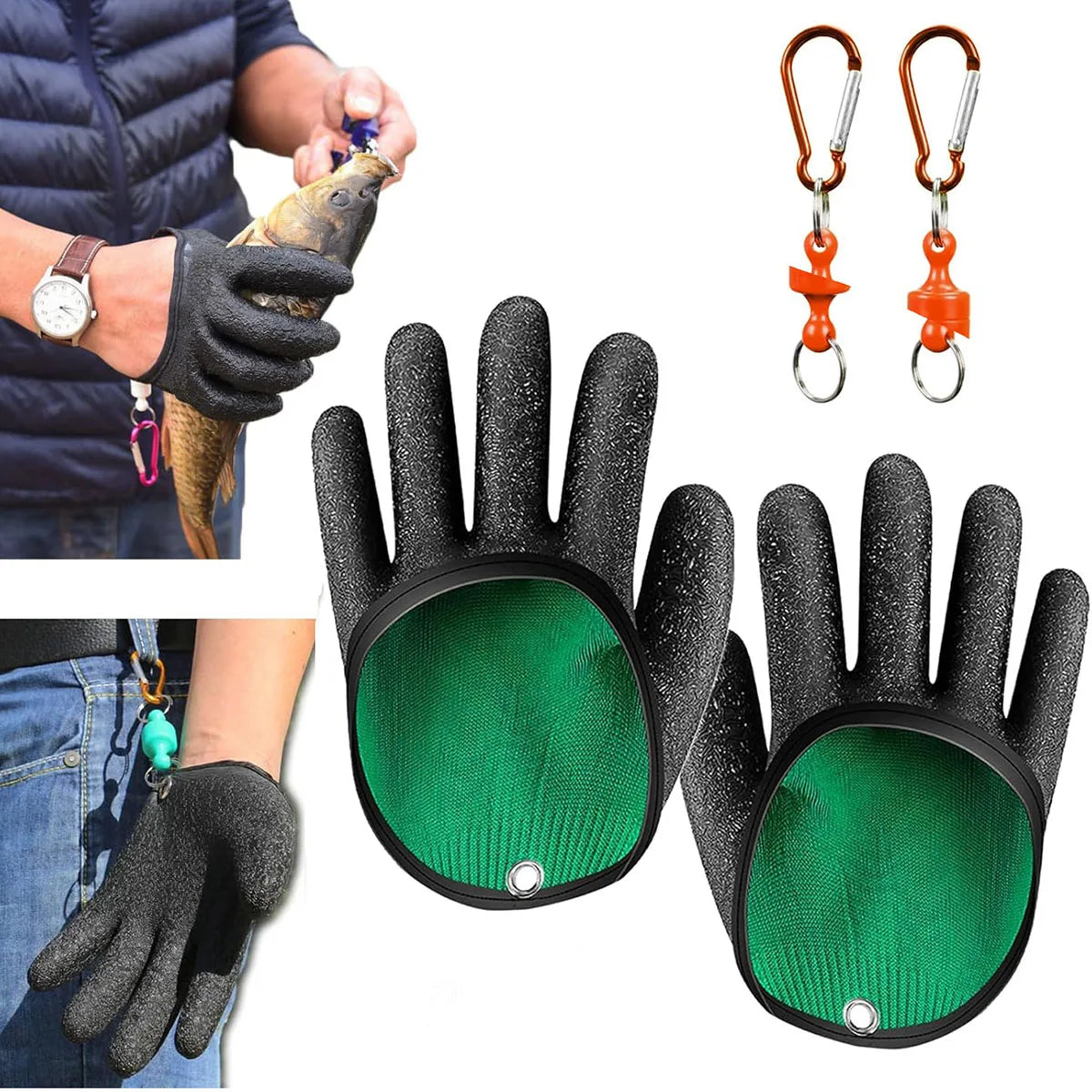 Fishing Gloves with Magnet Release, Professional Catch Fish Gloves for Handling,Catching,Cleaning,Fisherman Fishing Accessories