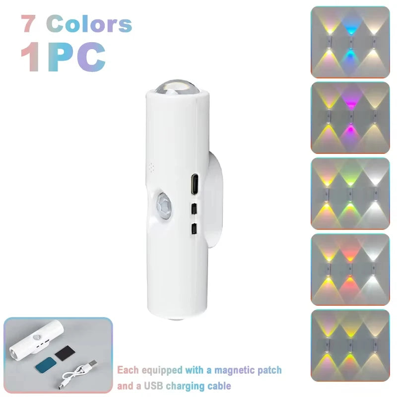 Motion Sensor Night Light RGB Gradient Wall Lamp Type-C Charging Wireless Magnetic Mounting Home Decoration Night Lamps