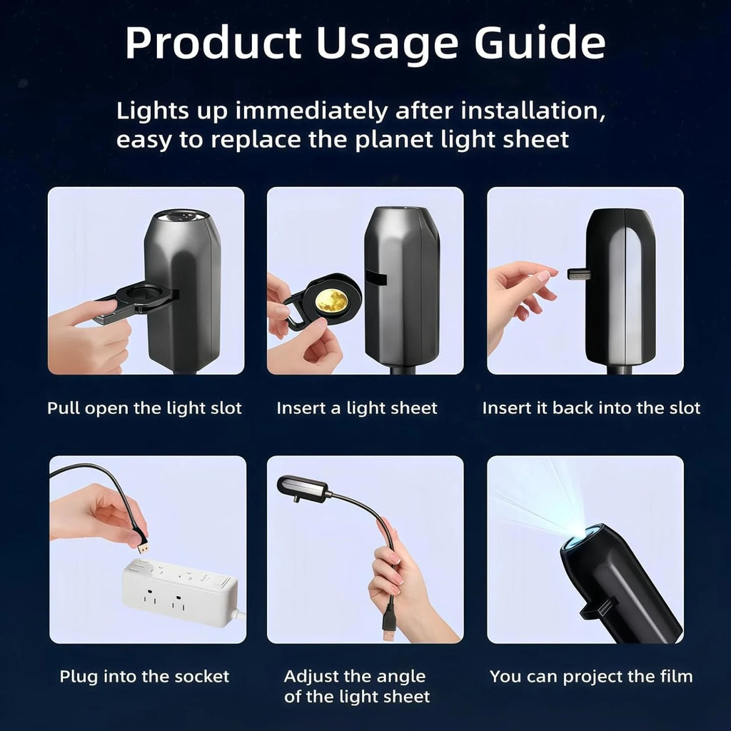 USB Projector Night Light 10 Planet Patterns Halloween Christmas Starry Galaxy Lamp for Wall Ceiling Bedroom Party Decor